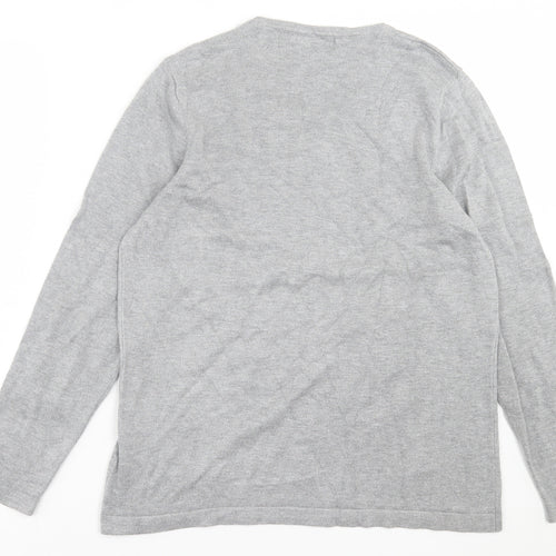 Hepburn Womens Grey Crew Neck Geometric Viscose Pullover Jumper Size M