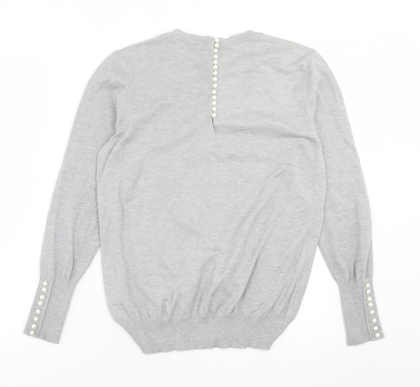 Savida Womens Grey Crew Neck  Viscose Pullover Jumper Size L