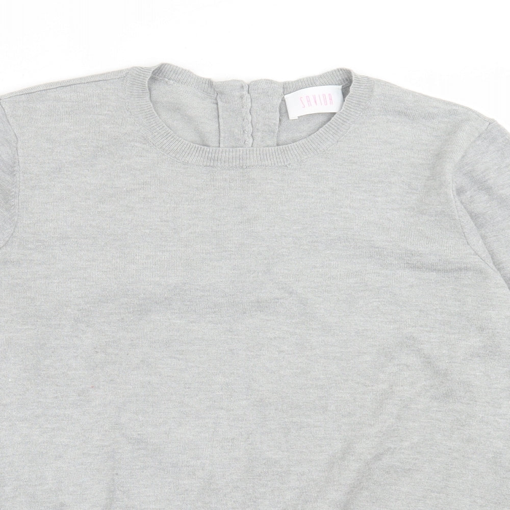 Savida Womens Grey Crew Neck  Viscose Pullover Jumper Size L