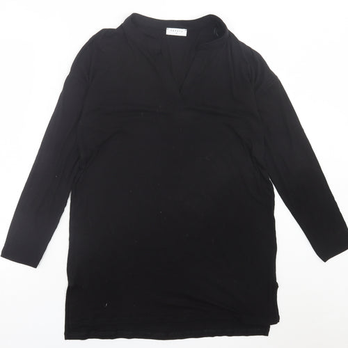 Papaya Womens Black  Viscose Tunic T-Shirt Size S V-Neck