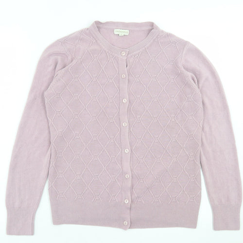 paramour Womens Purple Crew Neck Argyle/Diamond Acrylic Cardigan Jumper Size M