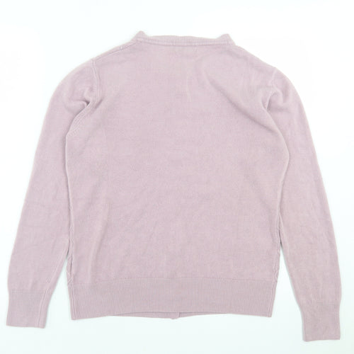 paramour Womens Purple Crew Neck Argyle/Diamond Acrylic Cardigan Jumper Size M