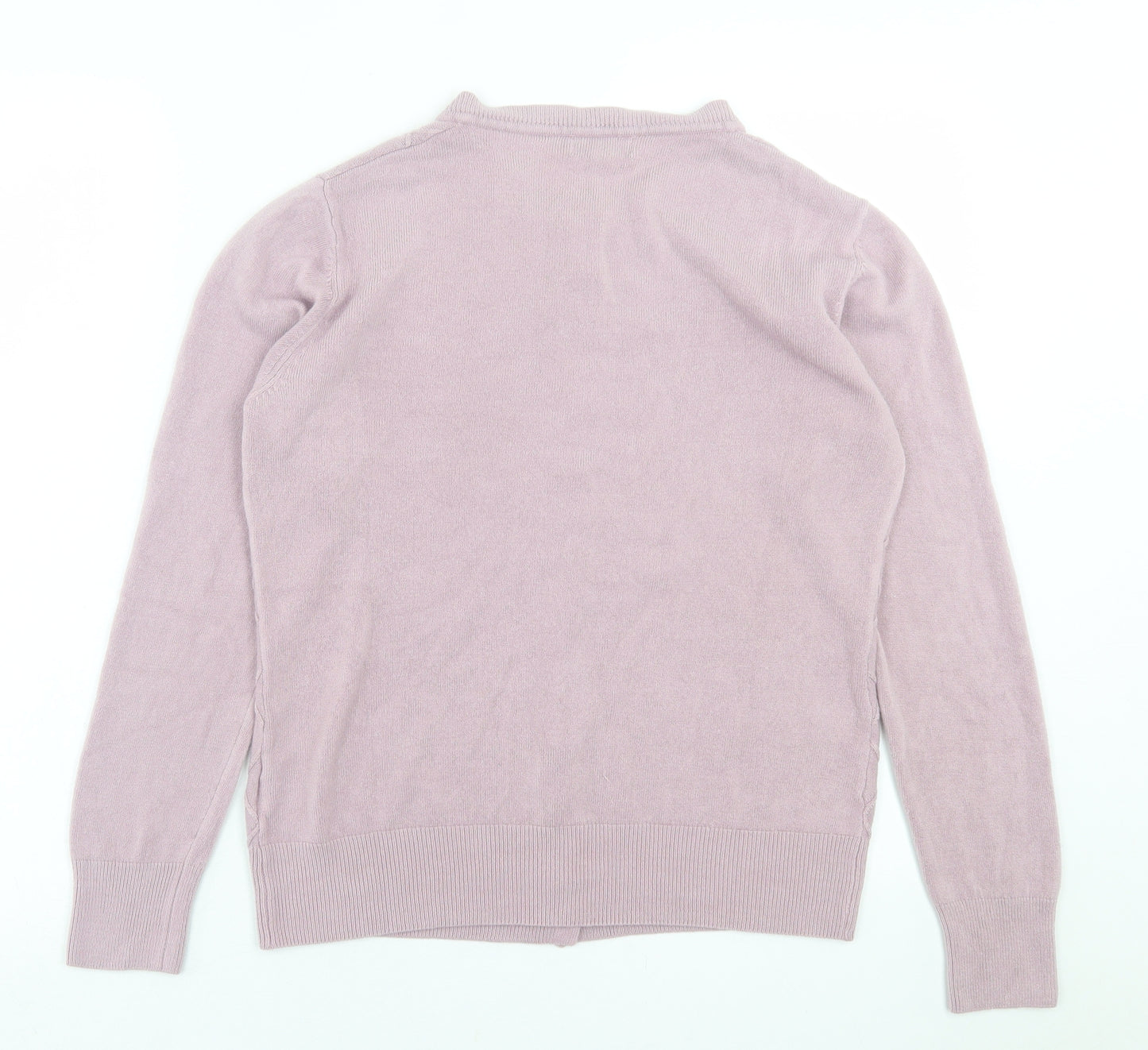 paramour Womens Purple Crew Neck Argyle/Diamond Acrylic Cardigan Jumper Size M
