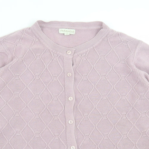 paramour Womens Purple Crew Neck Argyle/Diamond Acrylic Cardigan Jumper Size M