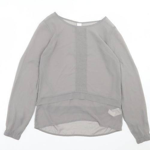 VILA Womens Grey  Polyester Basic Blouse Size S Crew Neck