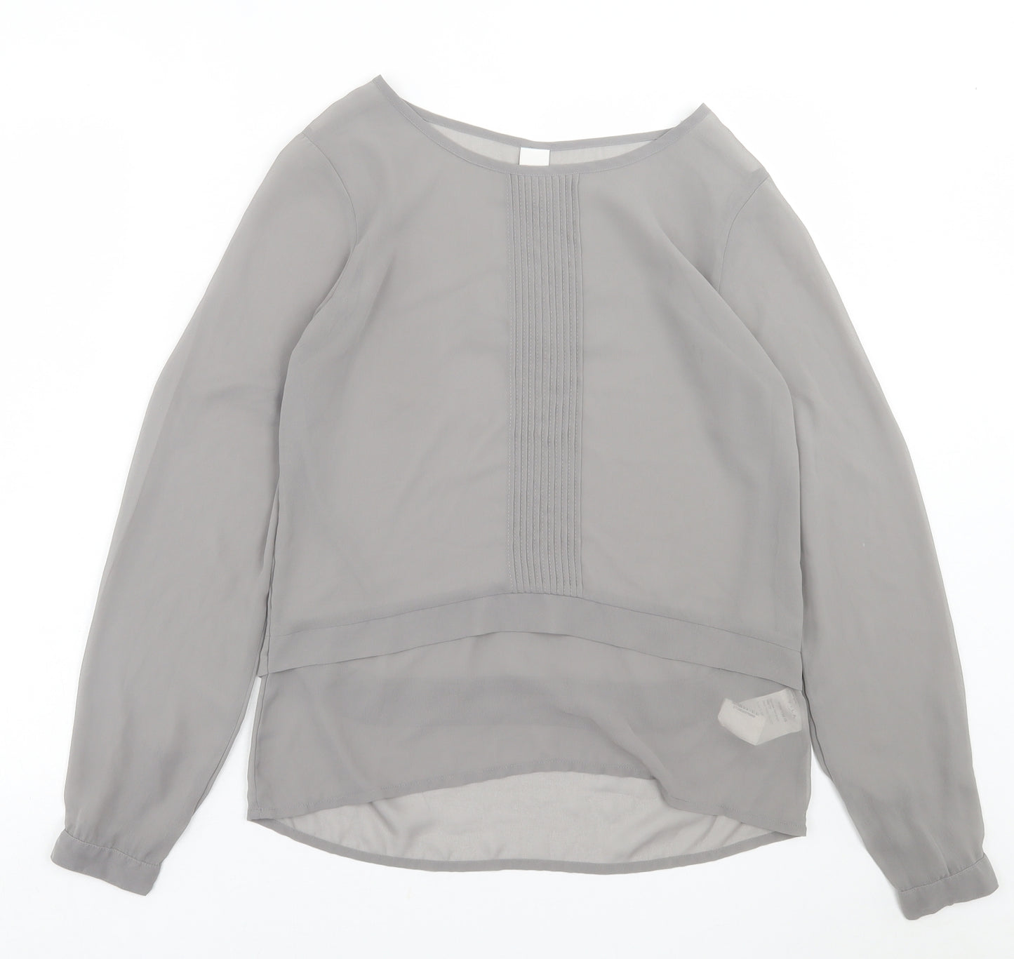 VILA Womens Grey  Polyester Basic Blouse Size S Crew Neck