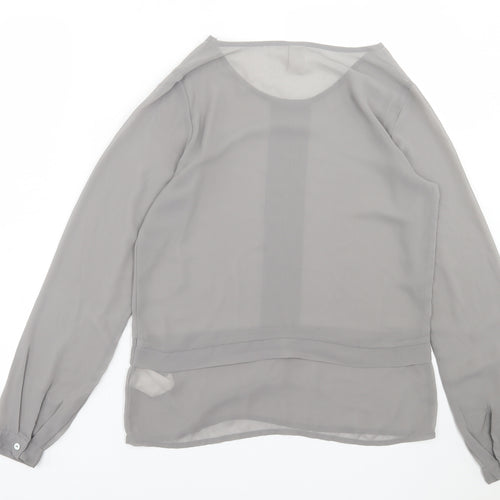 VILA Womens Grey  Polyester Basic Blouse Size S Crew Neck