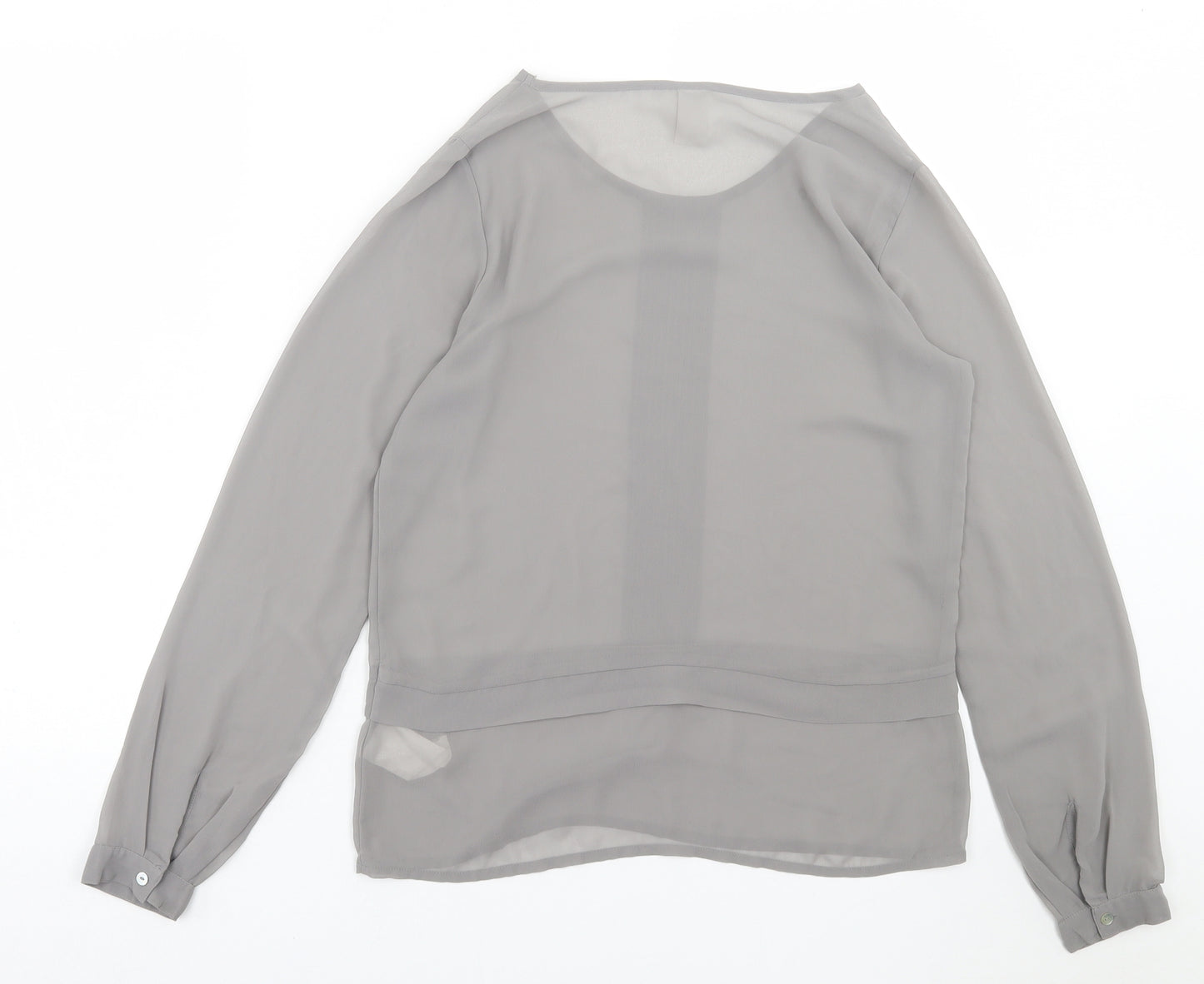 VILA Womens Grey  Polyester Basic Blouse Size S Crew Neck