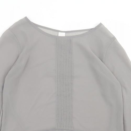 VILA Womens Grey  Polyester Basic Blouse Size S Crew Neck
