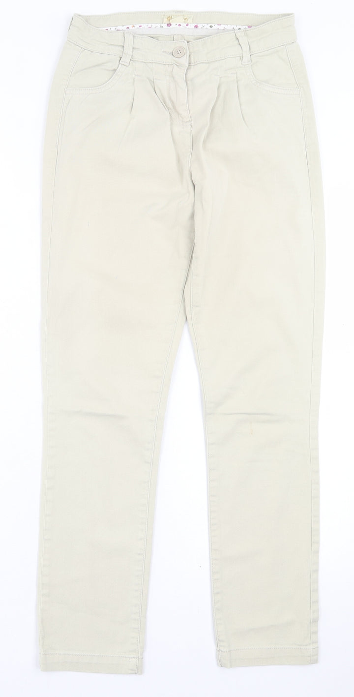 Monsoon Womens Beige Cotton Straight Jeans Size 8 L27 in Regular Button
