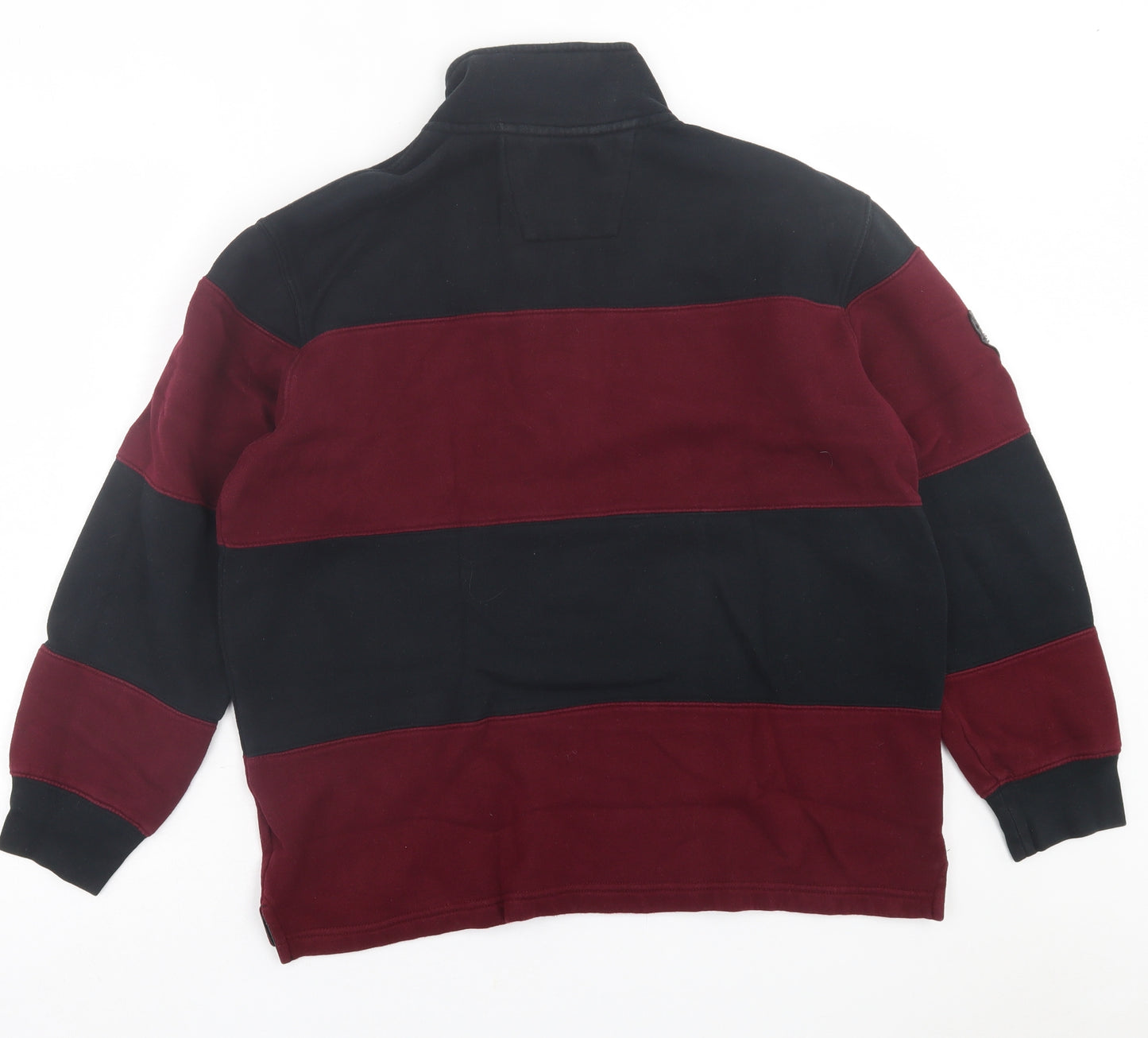 Nautica Mens Purple High Neck Striped Cotton Pullover Jumper Size M