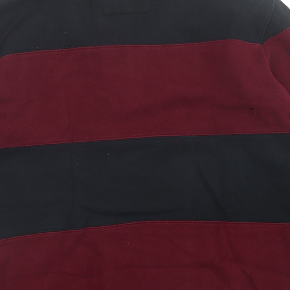 Nautica Mens Purple High Neck Striped Cotton Pullover Jumper Size M