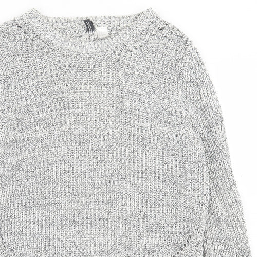 h7m Womens Grey Crew Neck  Cotton Pullover Jumper Size M
