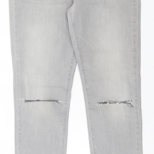RJR.John Rocha Womens Grey  Cotton Straight Jeans Size 12 L30 in Regular Button