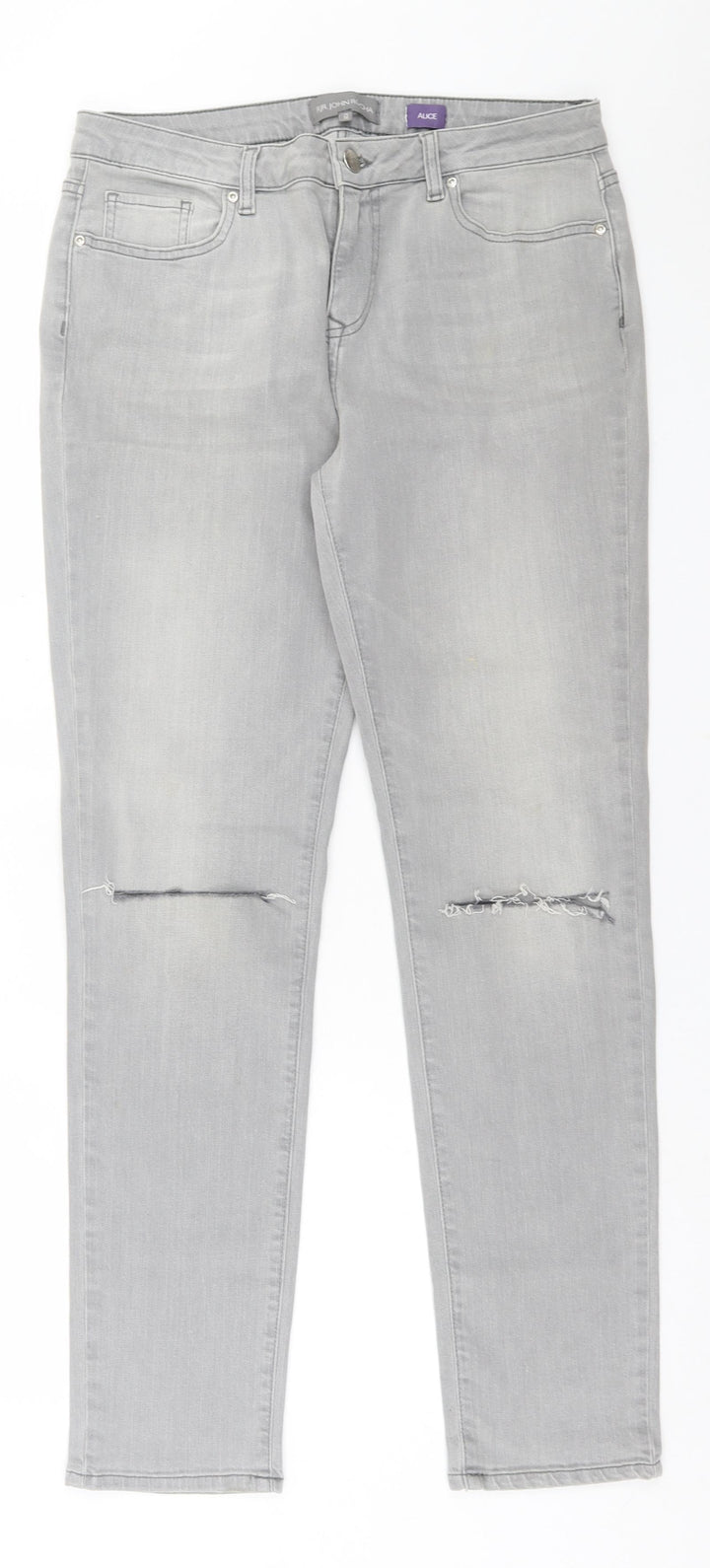 RJR.John Rocha Womens Grey Cotton Straight Jeans Size 12 L30 in Regular Button