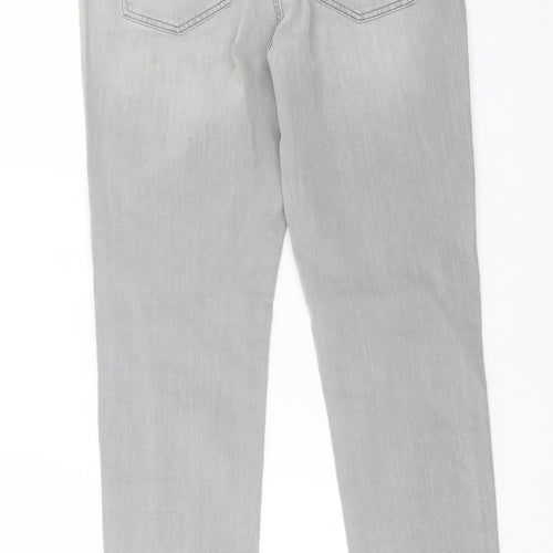 RJR.John Rocha Womens Grey  Cotton Straight Jeans Size 12 L30 in Regular Button