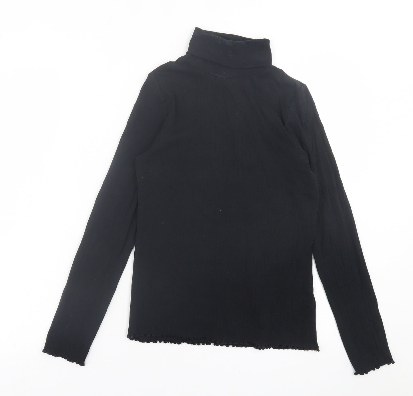 Marks and Spencer Girls Black  Cotton Basic Casual Size 12-13 Years Roll Neck Pullover