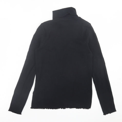 Marks and Spencer Girls Black  Cotton Basic Casual Size 12-13 Years Roll Neck Pullover