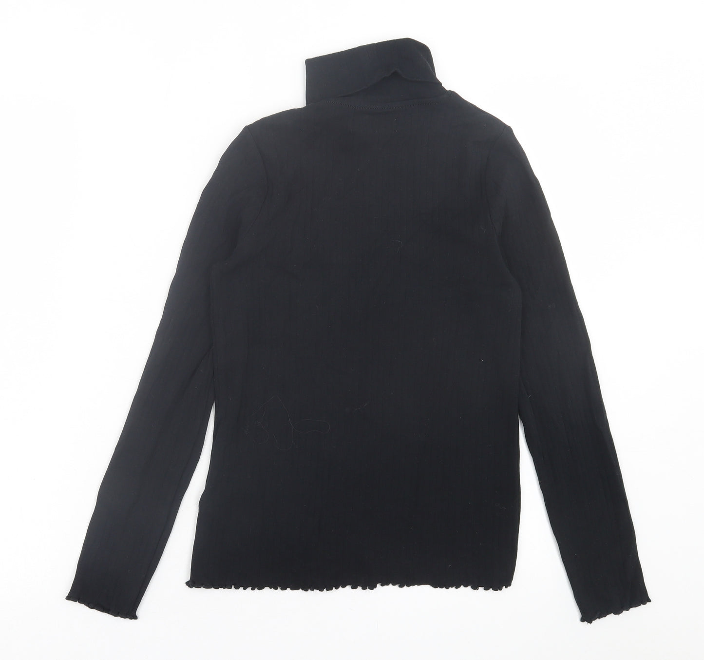 Marks and Spencer Girls Black  Cotton Basic Casual Size 12-13 Years Roll Neck Pullover