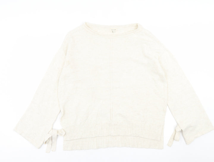 River Island Womens Beige Crew Neck Acrylic Pullover Jumper Size S