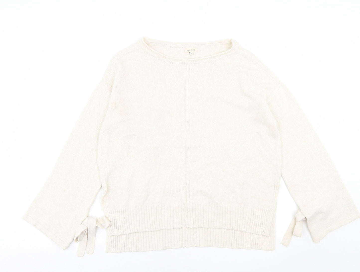 River Island Womens Beige Crew Neck  Acrylic Pullover Jumper Size S