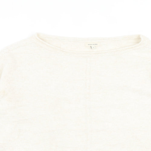 River Island Womens Beige Crew Neck  Acrylic Pullover Jumper Size S