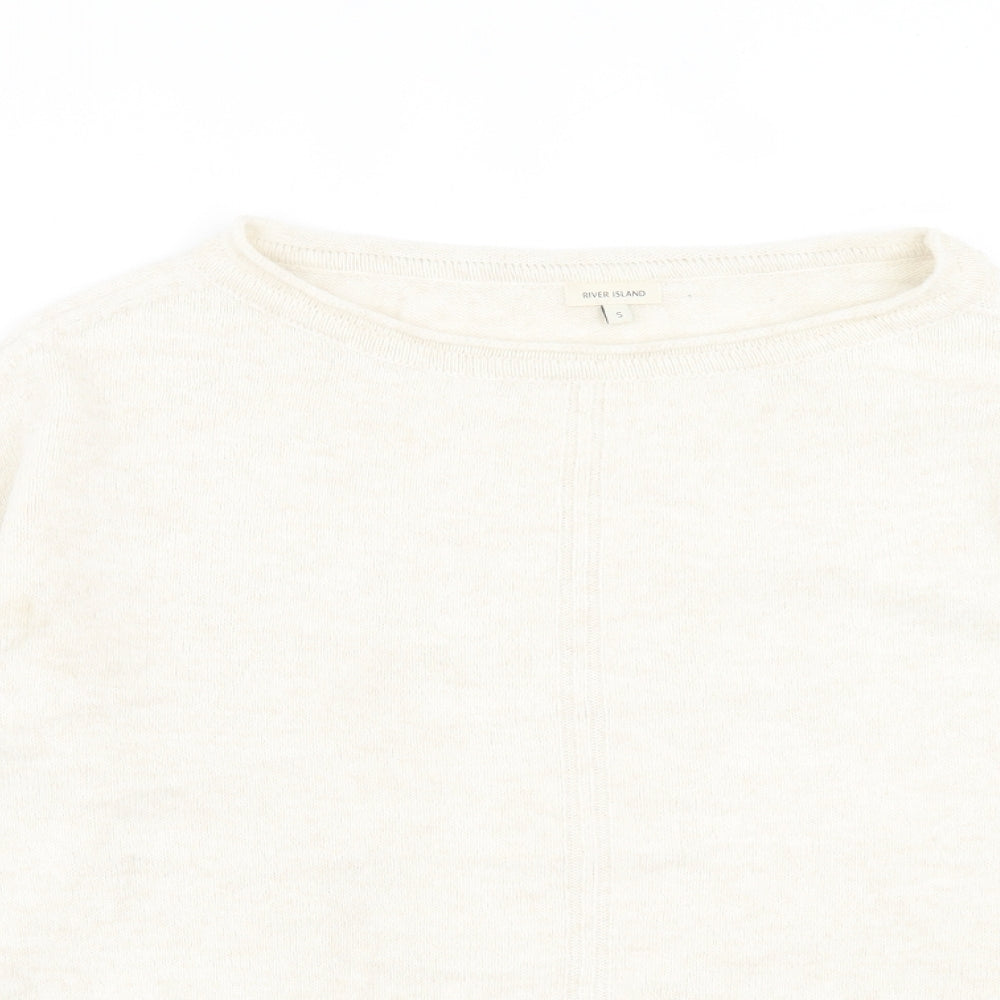 River Island Womens Beige Crew Neck  Acrylic Pullover Jumper Size S