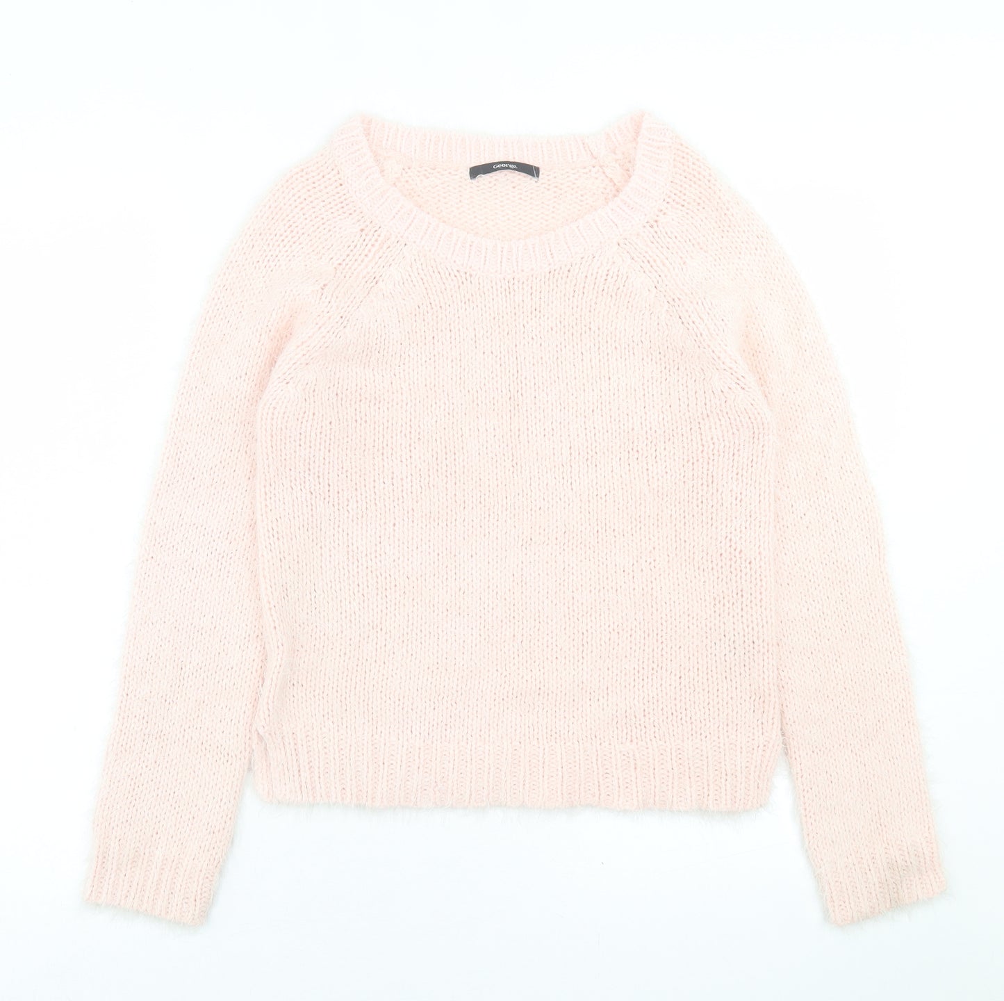 George Womens Pink Crew Neck  Acrylic Pullover Jumper Size 10