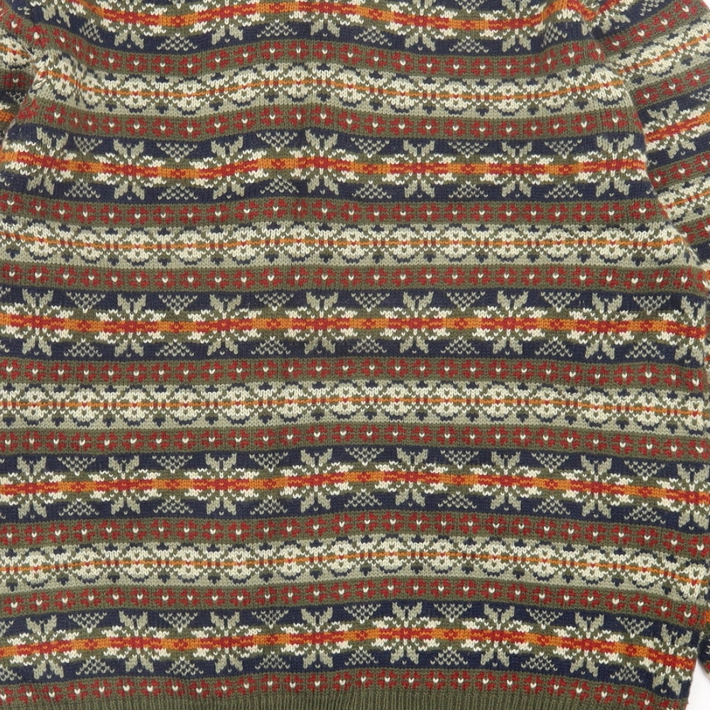 Cedar Wood State Mens Green Crew Neck Geometric Acrylic Pullover Jumper Size L