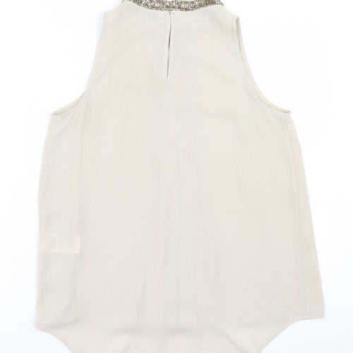 Benneton  Womens Beige  Polyester Basic Tank Size XS Crew Neck