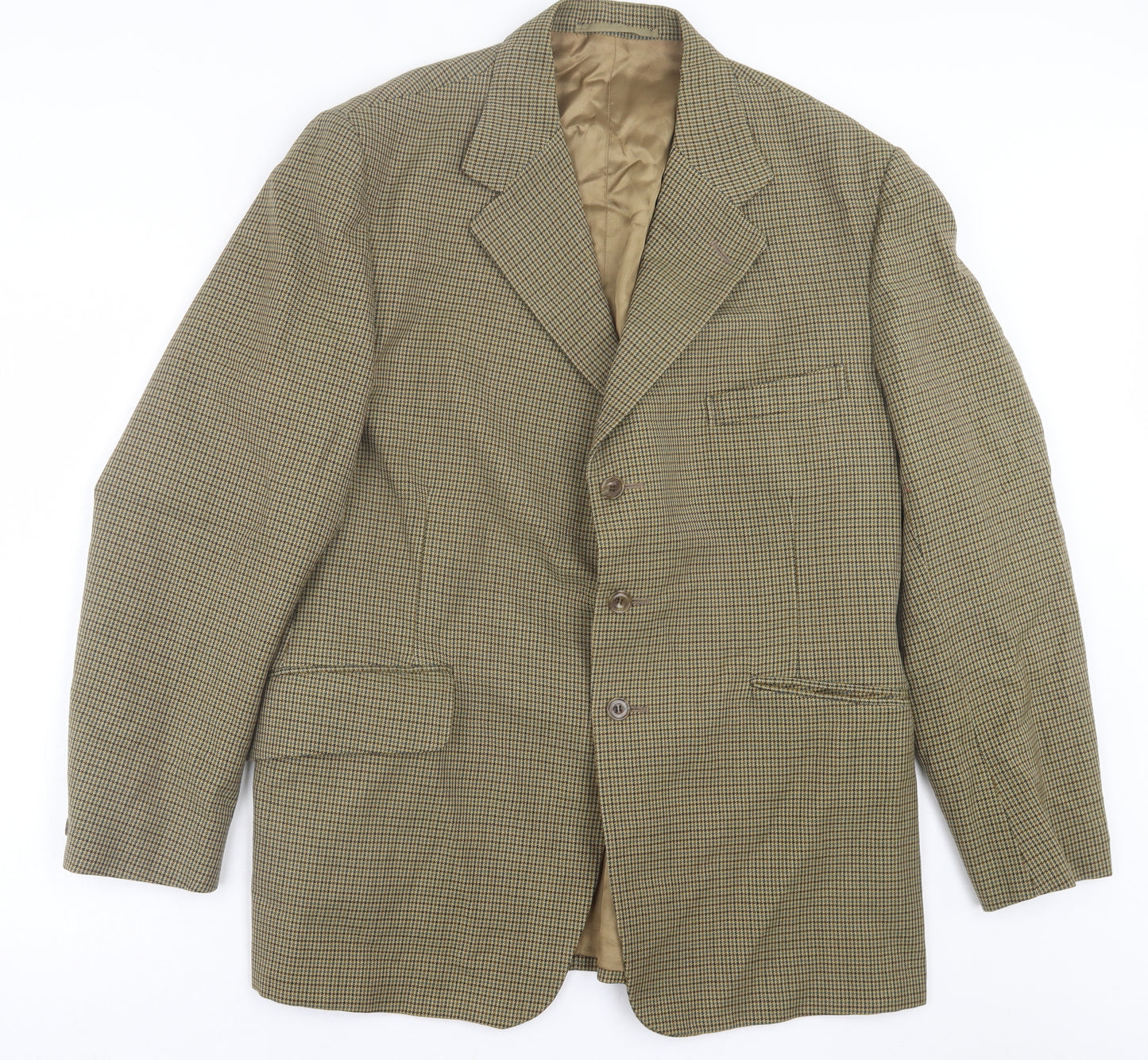 Lambourne Mens Brown Houndstooth Wool Jacket Suit Jacket Size 42