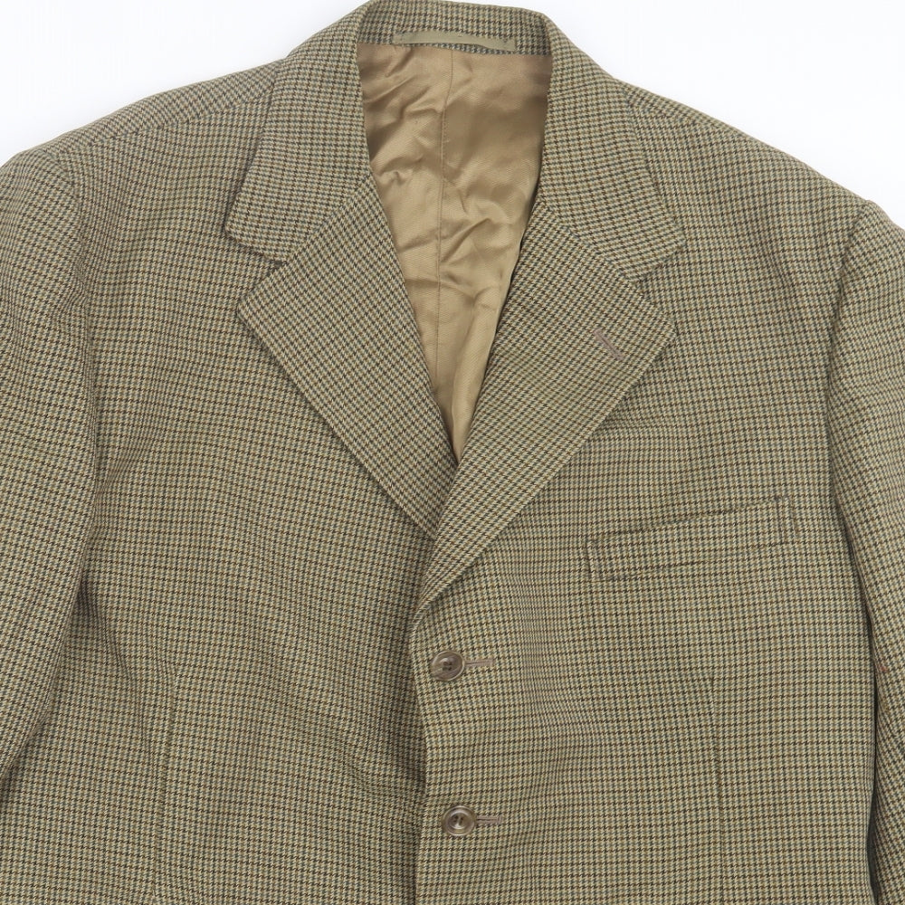 Lambourne Mens Brown Houndstooth Wool Jacket Suit Jacket Size 42