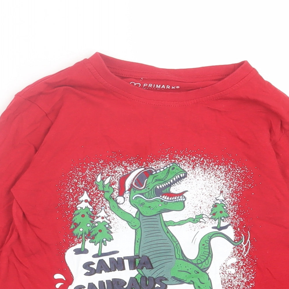 Primark Boys Red  Cotton Basic Casual Size 5-6 Years Crew Neck Pullover - Christmas Print
