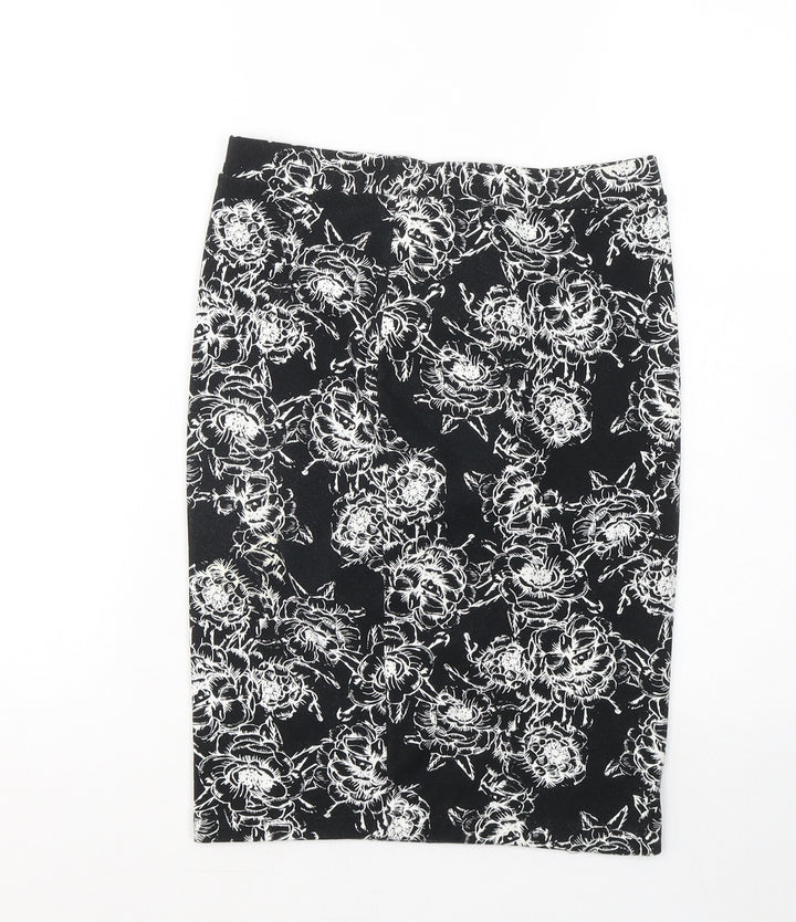 Papaya Womens Black Geometric Cotton A-Line Skirt Size 8