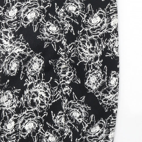 Papaya Womens Black Geometric Cotton A-Line Skirt Size 8