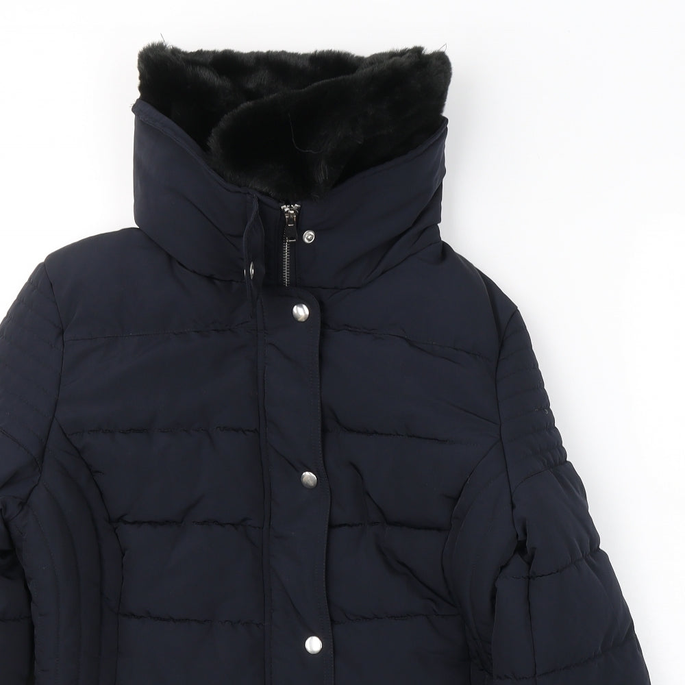Dunnes Stores Womens Blue   Puffer Jacket Coat Size 14  Zip