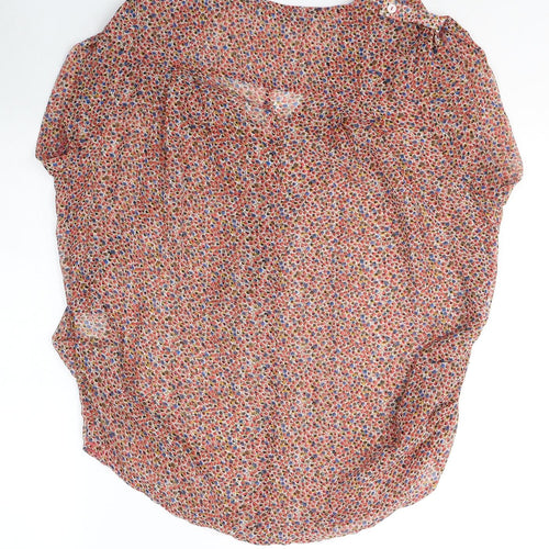 Luxzuz Womens Red Geometric Polyester Basic Blouse Size 12 V-Neck