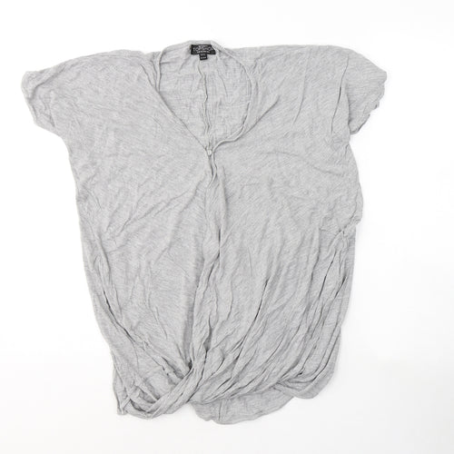 Topshop Womens Grey  Viscose Basic T-Shirt Size 8 Round Neck