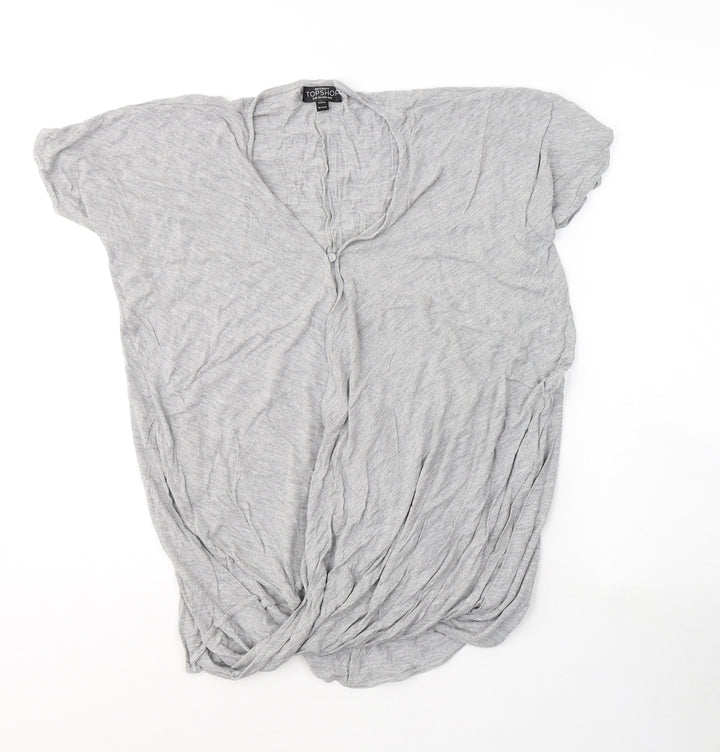 Topshop Womens Grey Viscose Basic T-Shirt Size 8 Round Neck