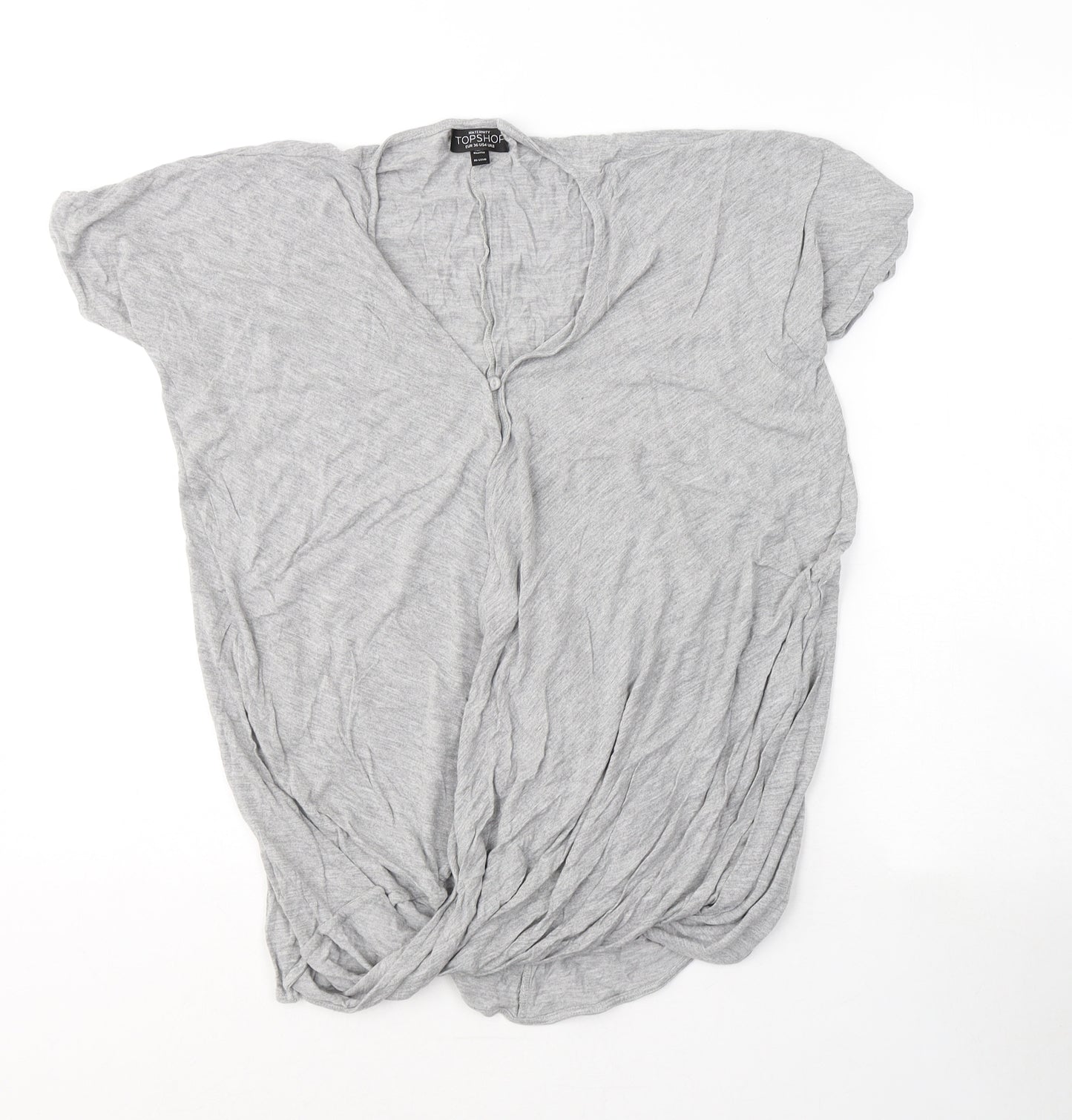 Topshop Womens Grey  Viscose Basic T-Shirt Size 8 Round Neck