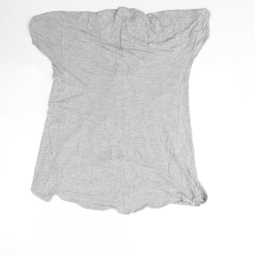 Topshop Womens Grey  Viscose Basic T-Shirt Size 8 Round Neck