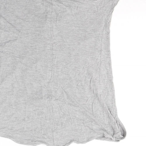 Topshop Womens Grey  Viscose Basic T-Shirt Size 8 Round Neck