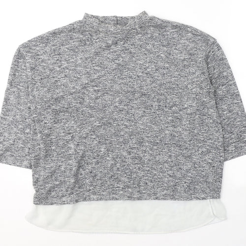 F&F Womens Grey  Viscose Basic Blouse Size 12 Round Neck