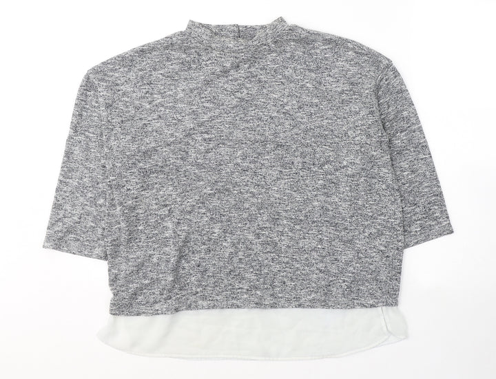 F&F Womens Grey Viscose Basic Blouse Size 12 Round Neck