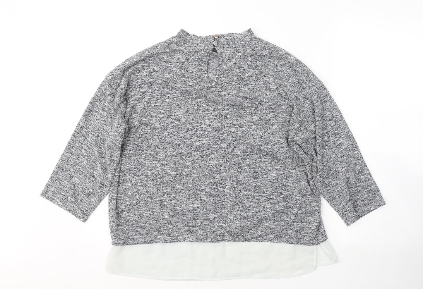 F&F Womens Grey  Viscose Basic Blouse Size 12 Round Neck