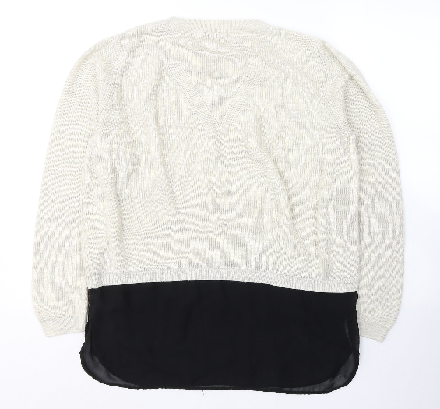 F&F Womens Beige Round Neck  Acrylic Pullover Jumper Size 14