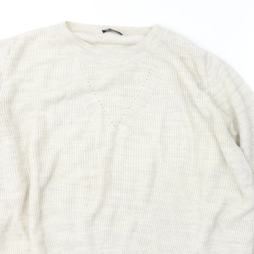 F&F Womens Beige Round Neck  Acrylic Pullover Jumper Size 14