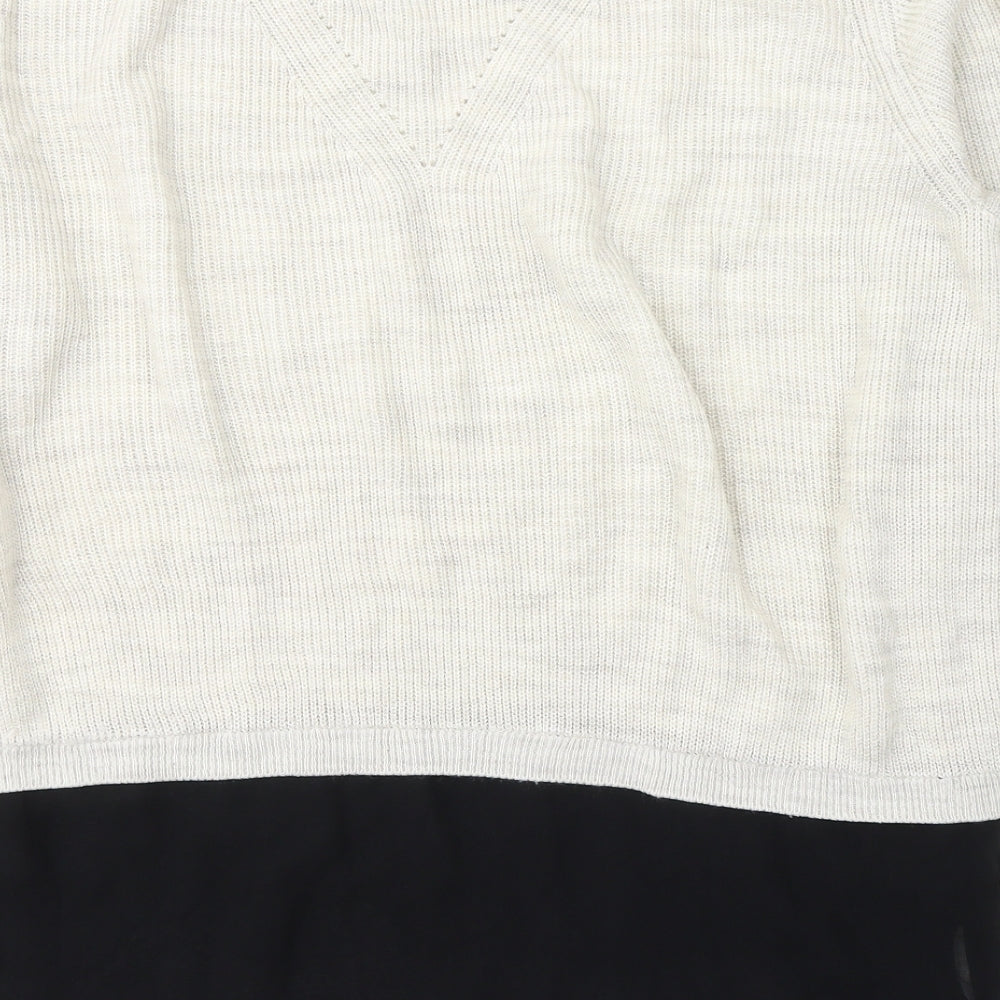 F&F Womens Beige Round Neck  Acrylic Pullover Jumper Size 14