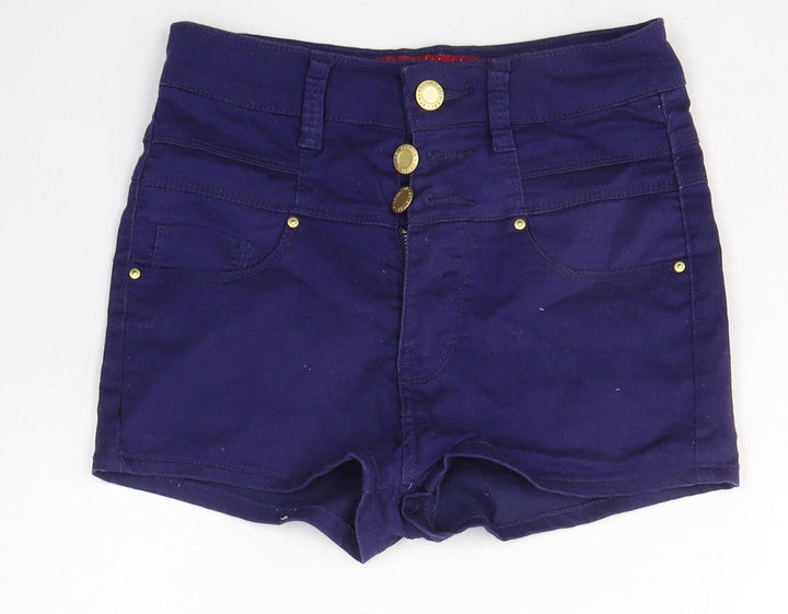 New Look Girls Blue  Cotton Hot Pants Shorts Size 12 Years  Regular Buckle