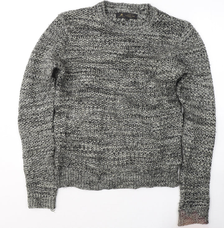 Label Lab Mens Grey Round Neck Acrylic Pullover Jumper Size S